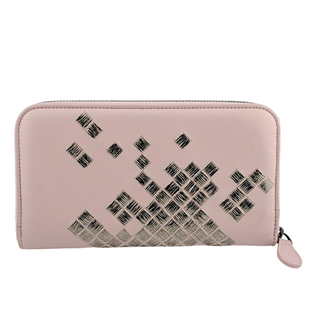 BOTTEGA VENETA Bottega Veneta Round Intrecciato Long Wallet Pink